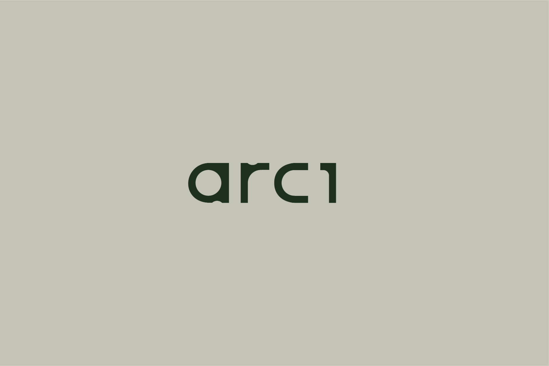 Logotipo arc1 sobre fondo verde grisáceo