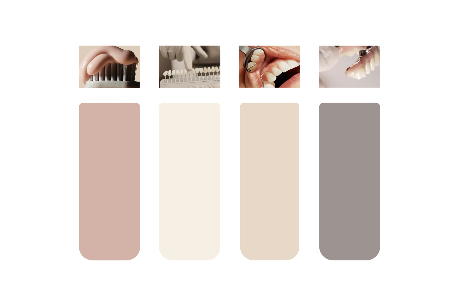 Paleta de color con tonos rosados, beige y gris