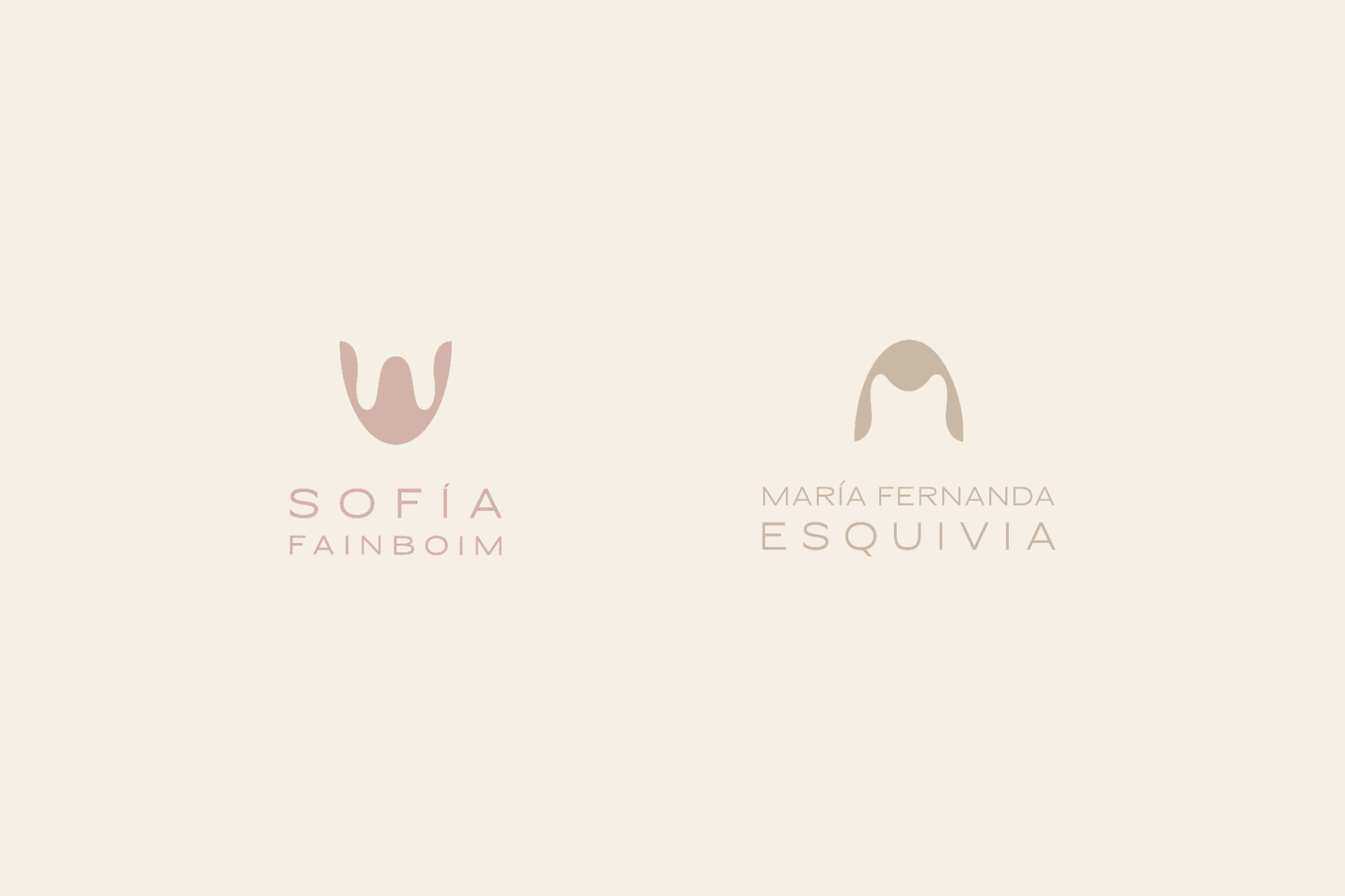 Logotipos de Sofía Fainboim y María Fernanda Esquivia sobre fondo beige
