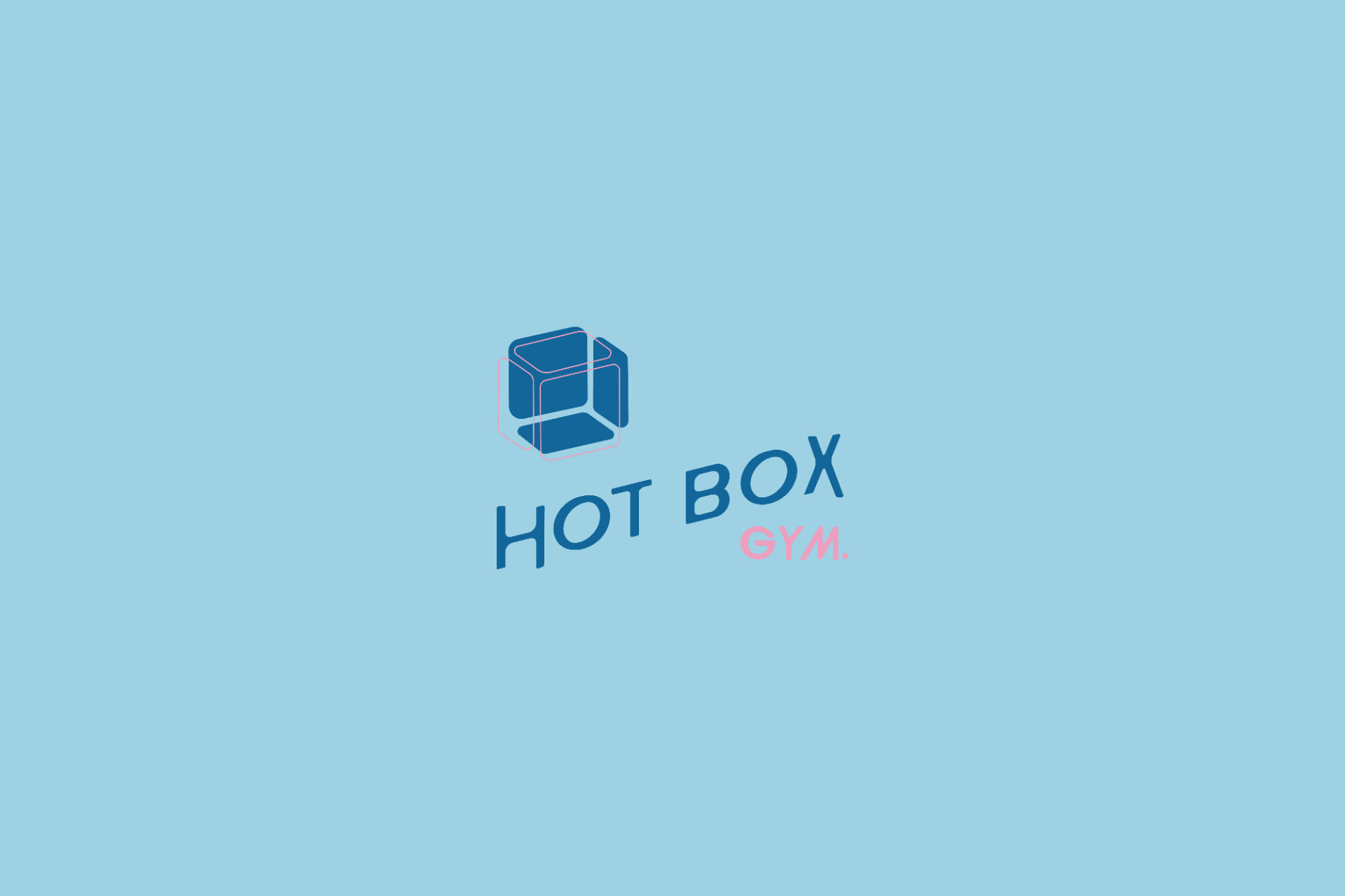 Logotipo HOT BOX GYM sobre fondo celeste