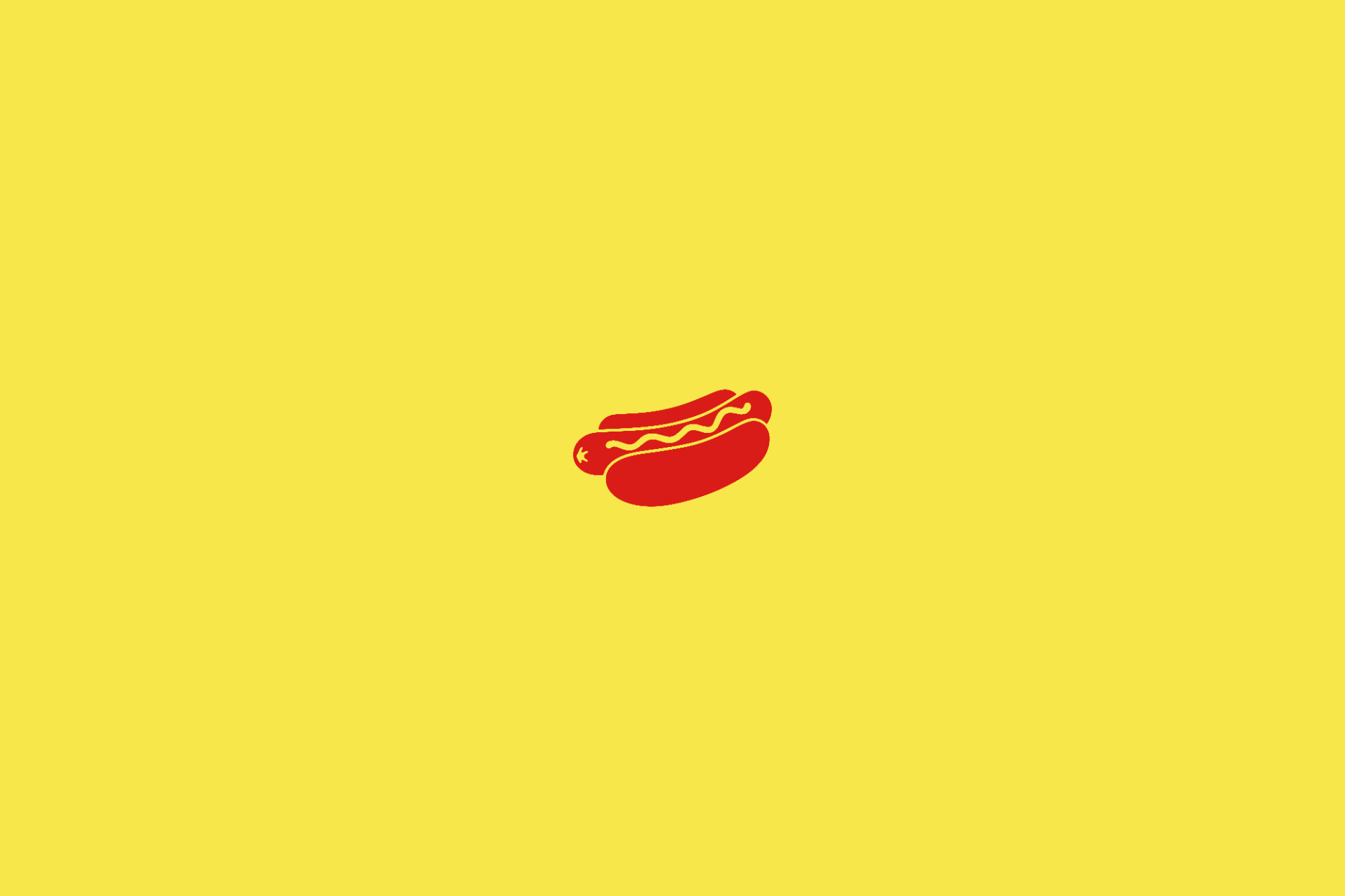 Símbolo de perrito caliente con salsa sobre fondo amarillo